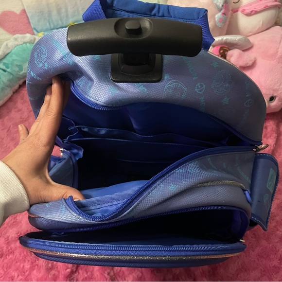 Y2k Doraemon kawaii Japanese cartoon character dark blue sparkle roll backpack - Picture 4 of 8